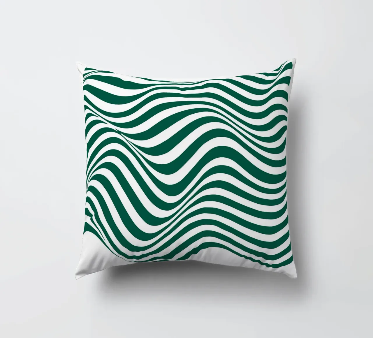 Bauhaus Abstract Wavy Lines Green Art Print decorative cushion by NorwesClub