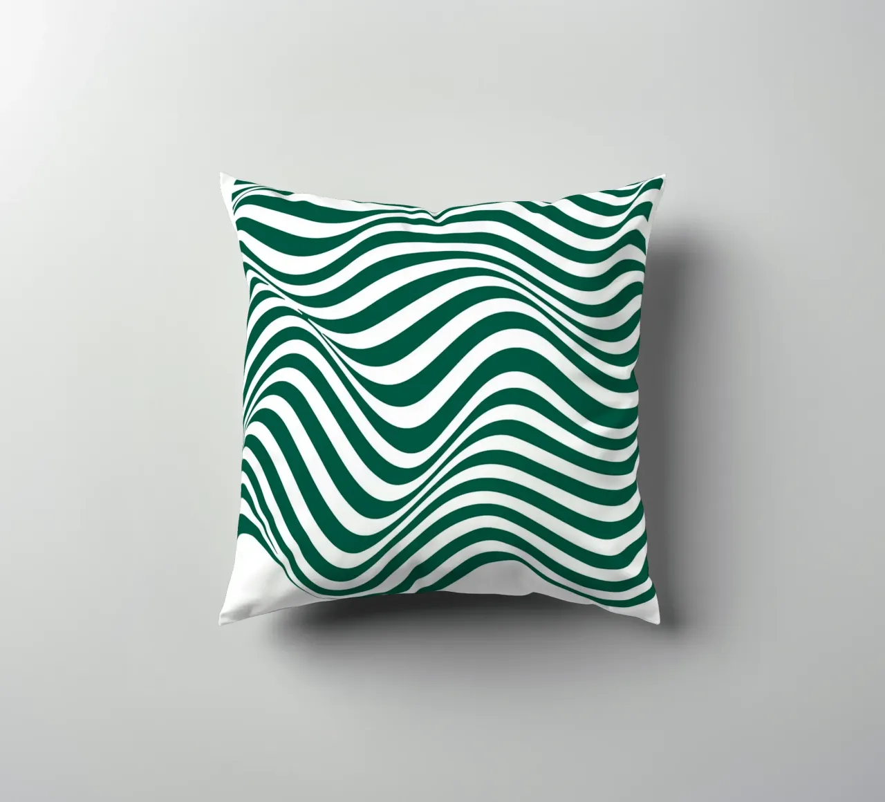 Bauhaus Abstract Wavy Lines Green Art Print decorative cushion by NorwesClub