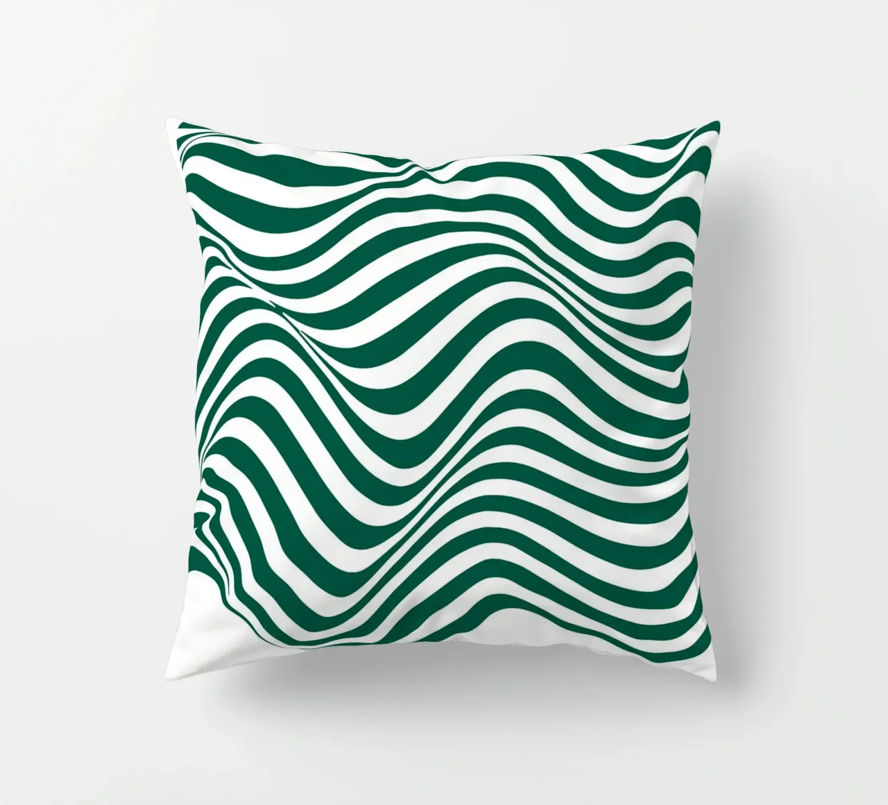 Bauhaus Abstract Wavy Lines Green Art Print decorative cushion by NorwesClub