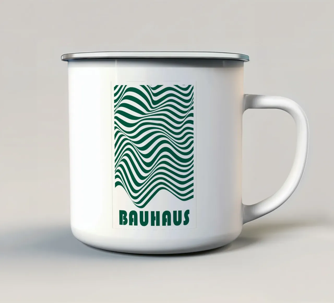 Bauhaus Astratto Linee Ondulate Verde Stampa d'arte tazza in smalto da NorwesClub