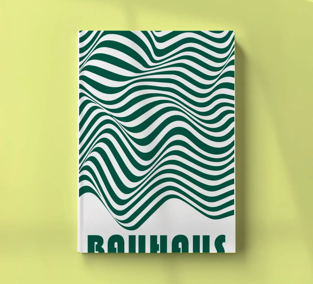 Bauhaus Abstract Wavy Lines Green Art Print notebook by NorwesClub