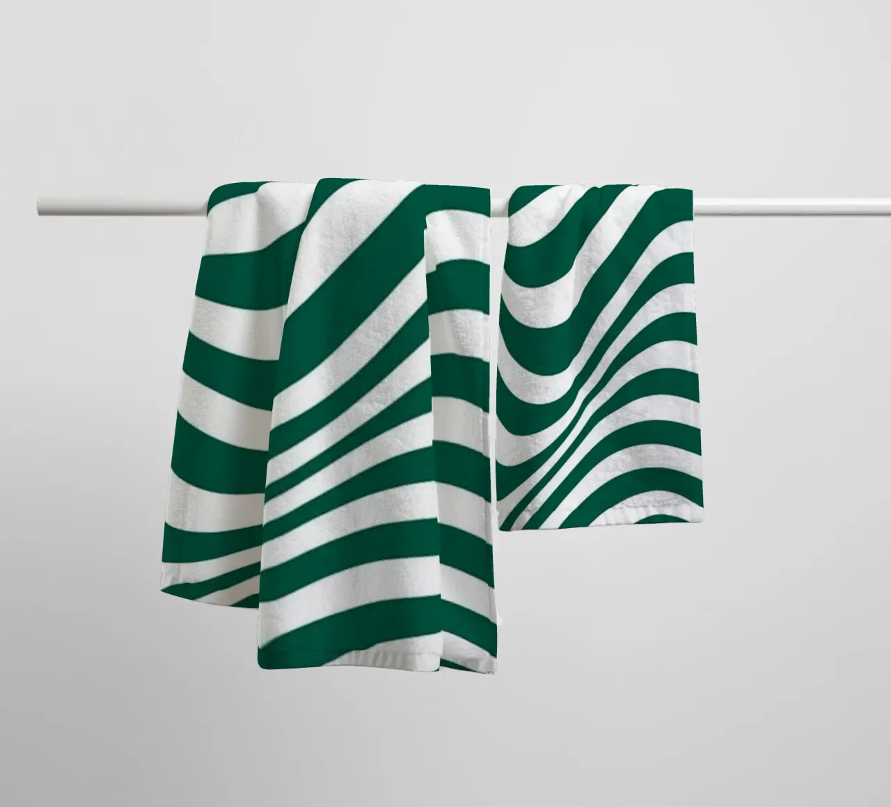 Bauhaus Abstract Wavy Lines Green Art Print Handtuch von NorwesClub