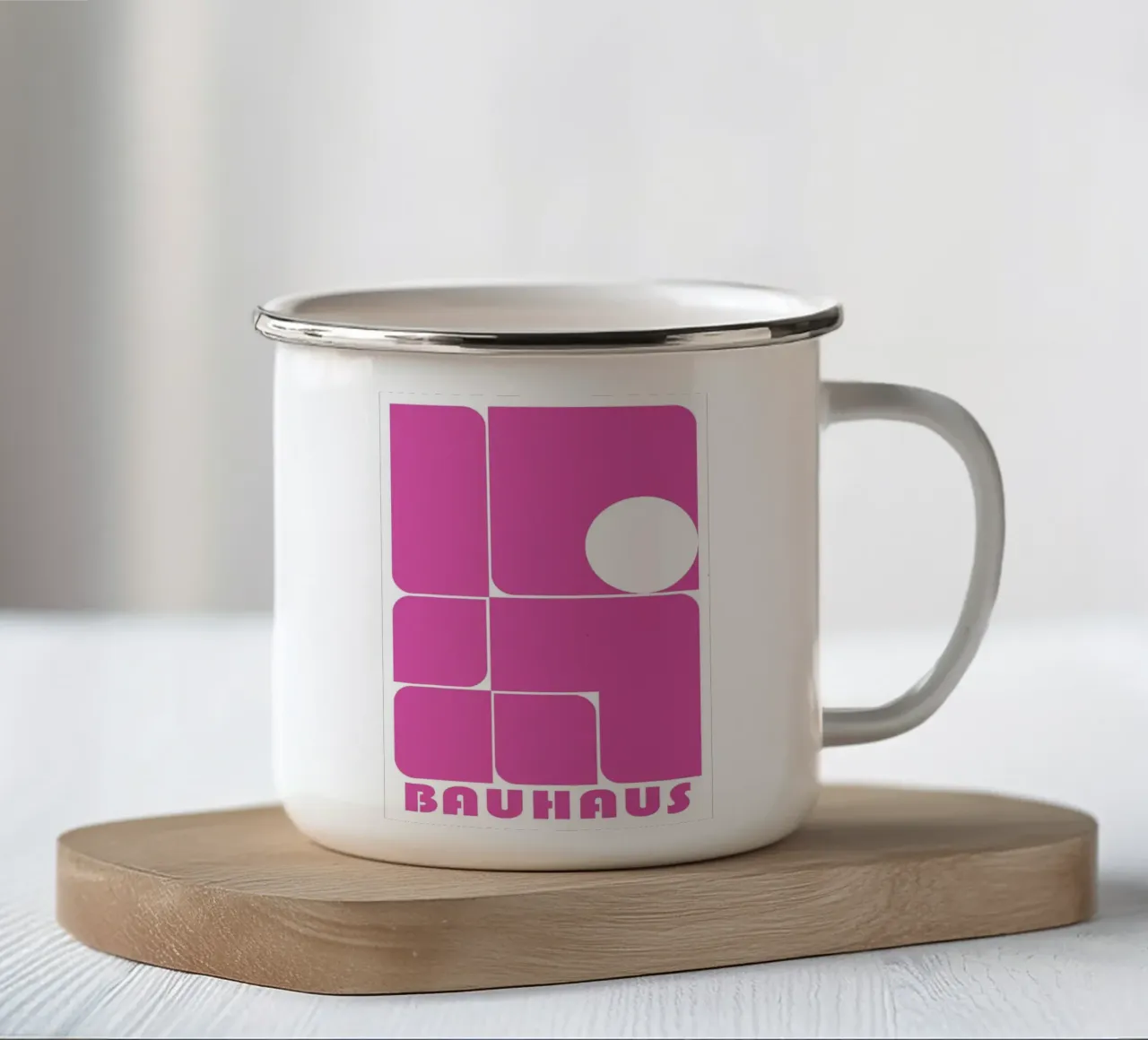 Bauhaus Forme astratte geometriche Rosa Stampa tazza in smalto da NorwesClub