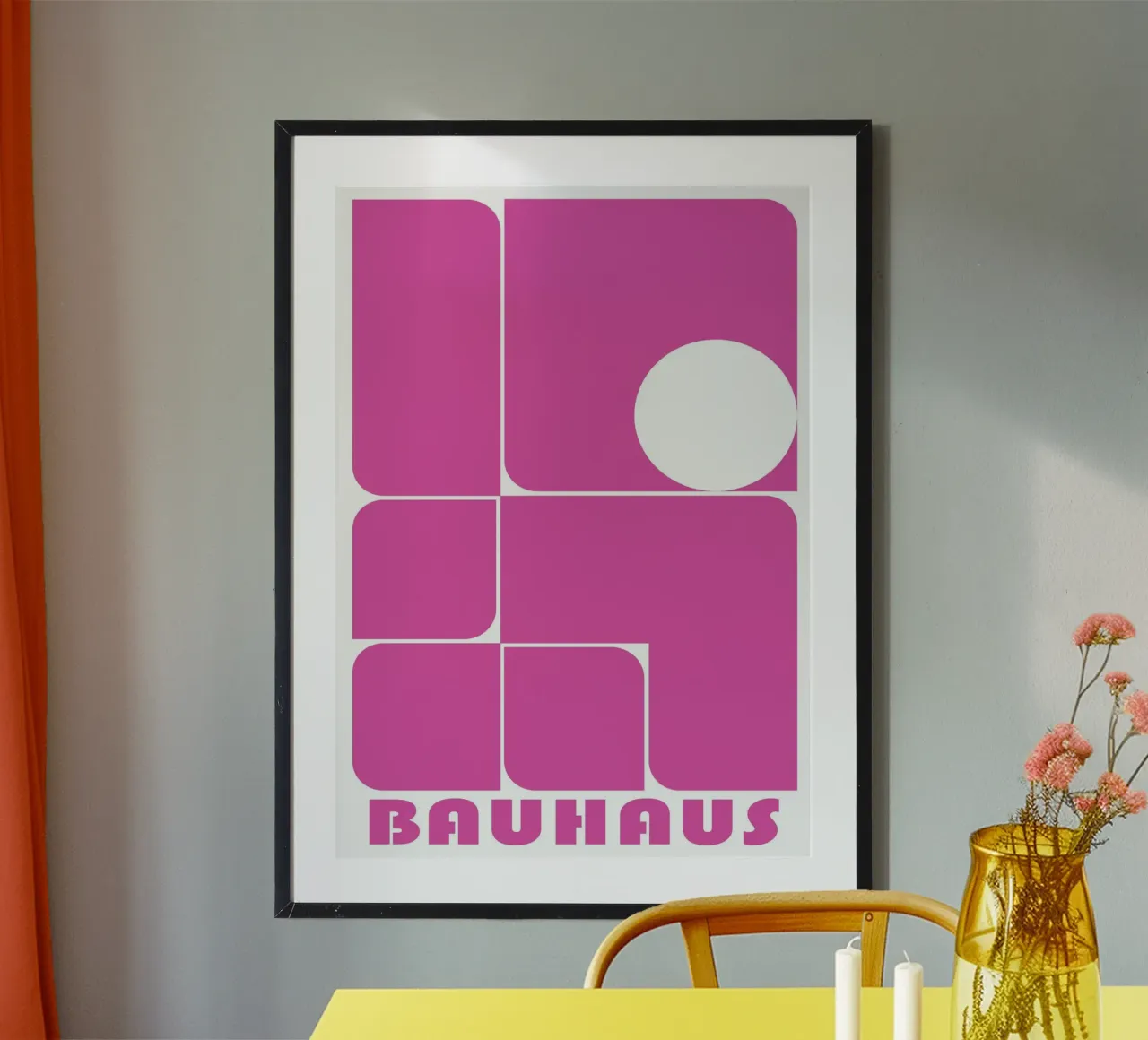 Impresión rosa de formas abstractas geométricas Bauhaus poster de NorwesClub