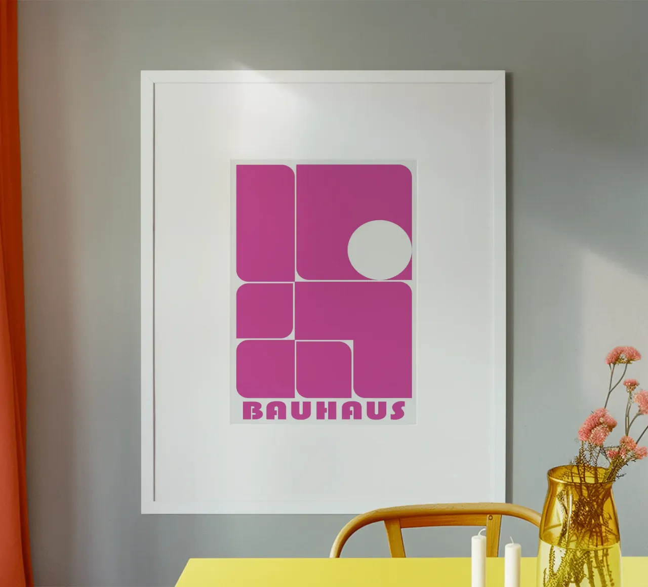 Impresión rosa de formas abstractas geométricas Bauhaus poster de NorwesClub