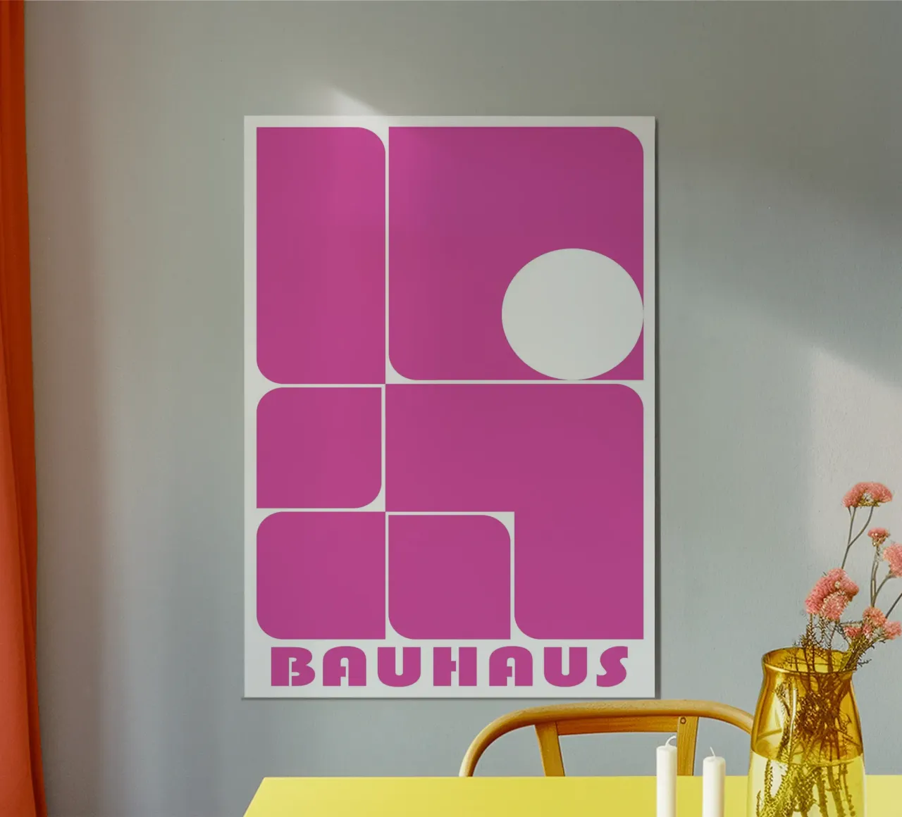 Impresión rosa de formas abstractas geométricas Bauhaus poster de NorwesClub