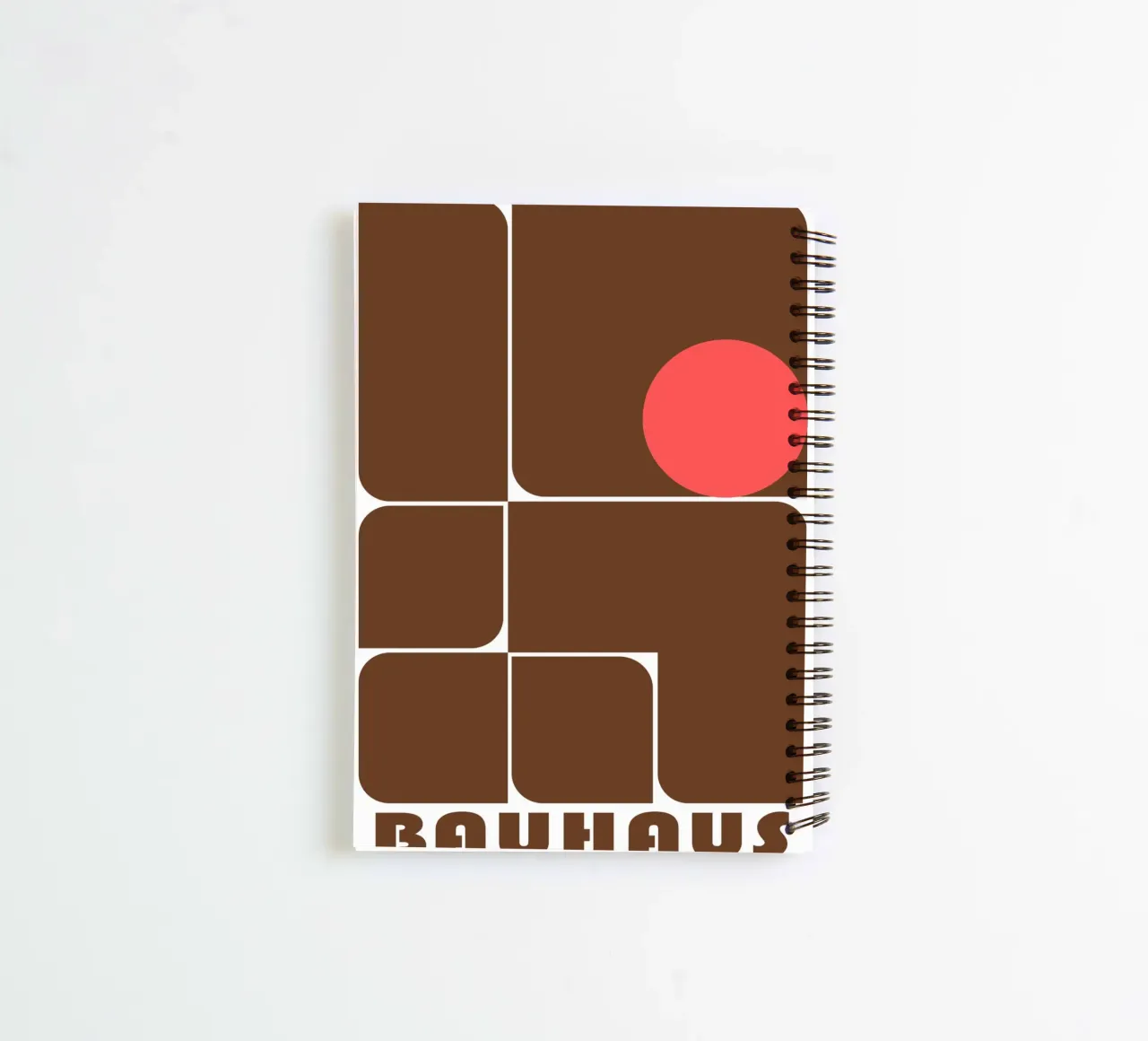 Bauhaus Geometric Abstract Shapes Brown Print spiral notebook by NorwesClub