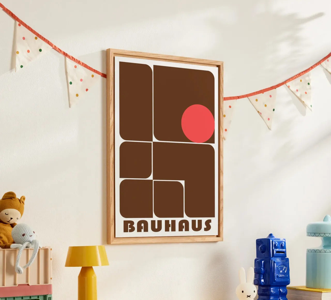 Bauhaus Forme astratte geometriche Stampa marrone plexiglass da NorwesClub