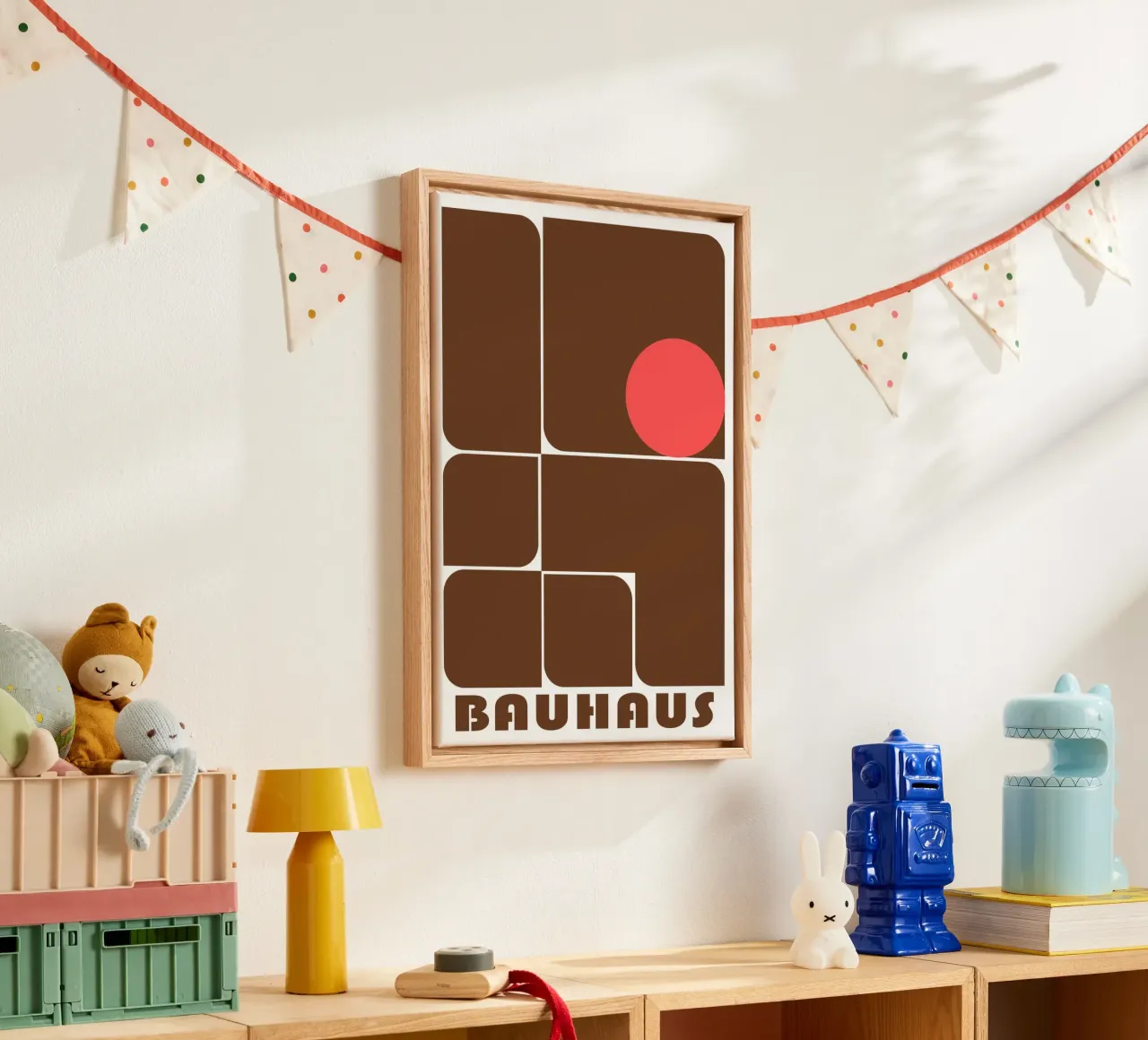 Bauhaus Geometric Abstract Shapes Brown Print canvas by NorwesClub