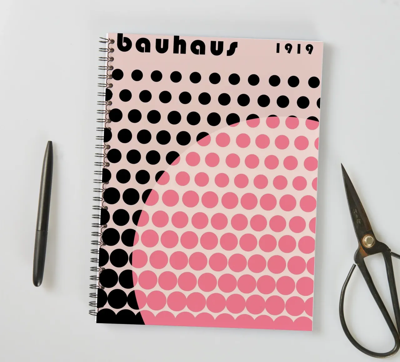 Bauhaus Geometric Grid Circles Abstract Print 1919 spiral notebook by NorwesClub