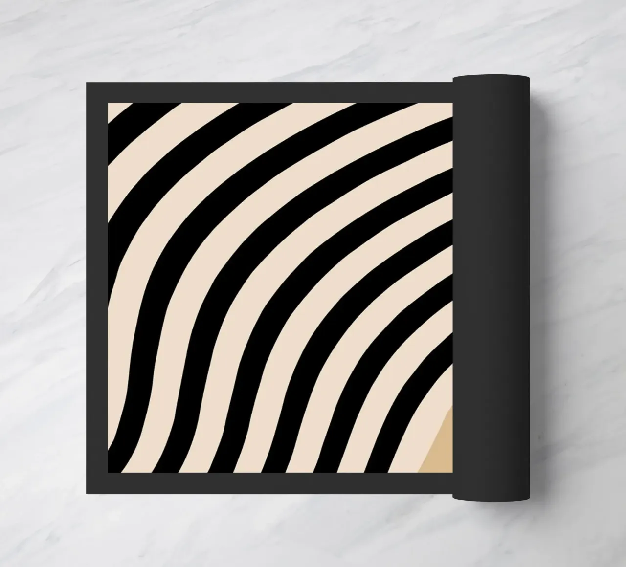 Bauhaus Astratto Linee Ondulate Bianco Nero Stampa zerbino da NorwesClub