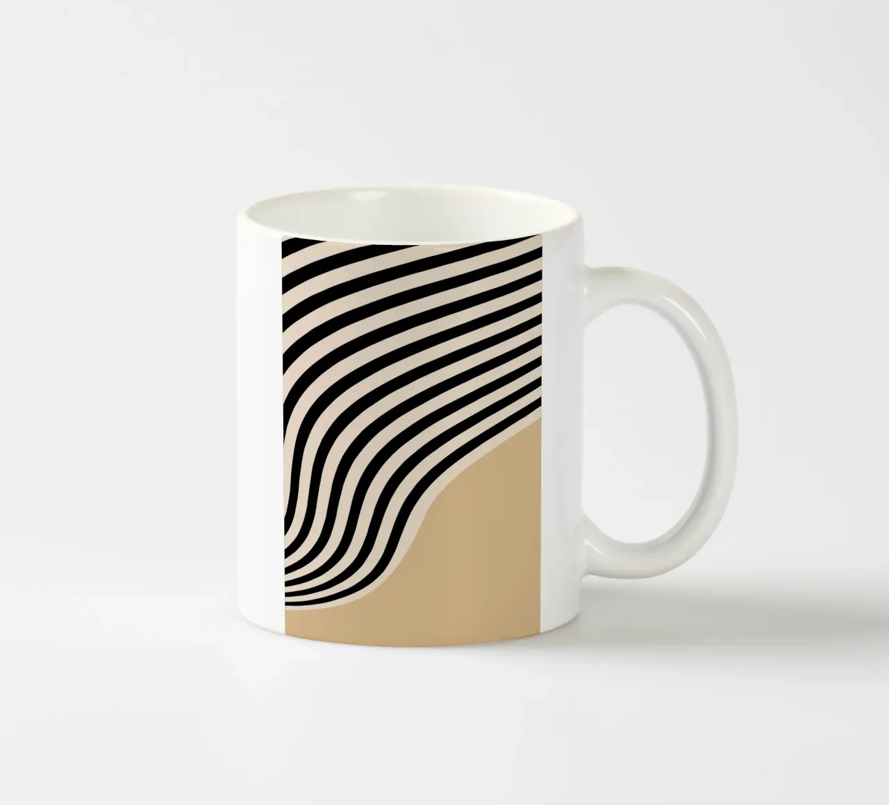 Bauhaus Abstract Golvende Lijnen Zwart Wit Print keramische mok van NorwesClub