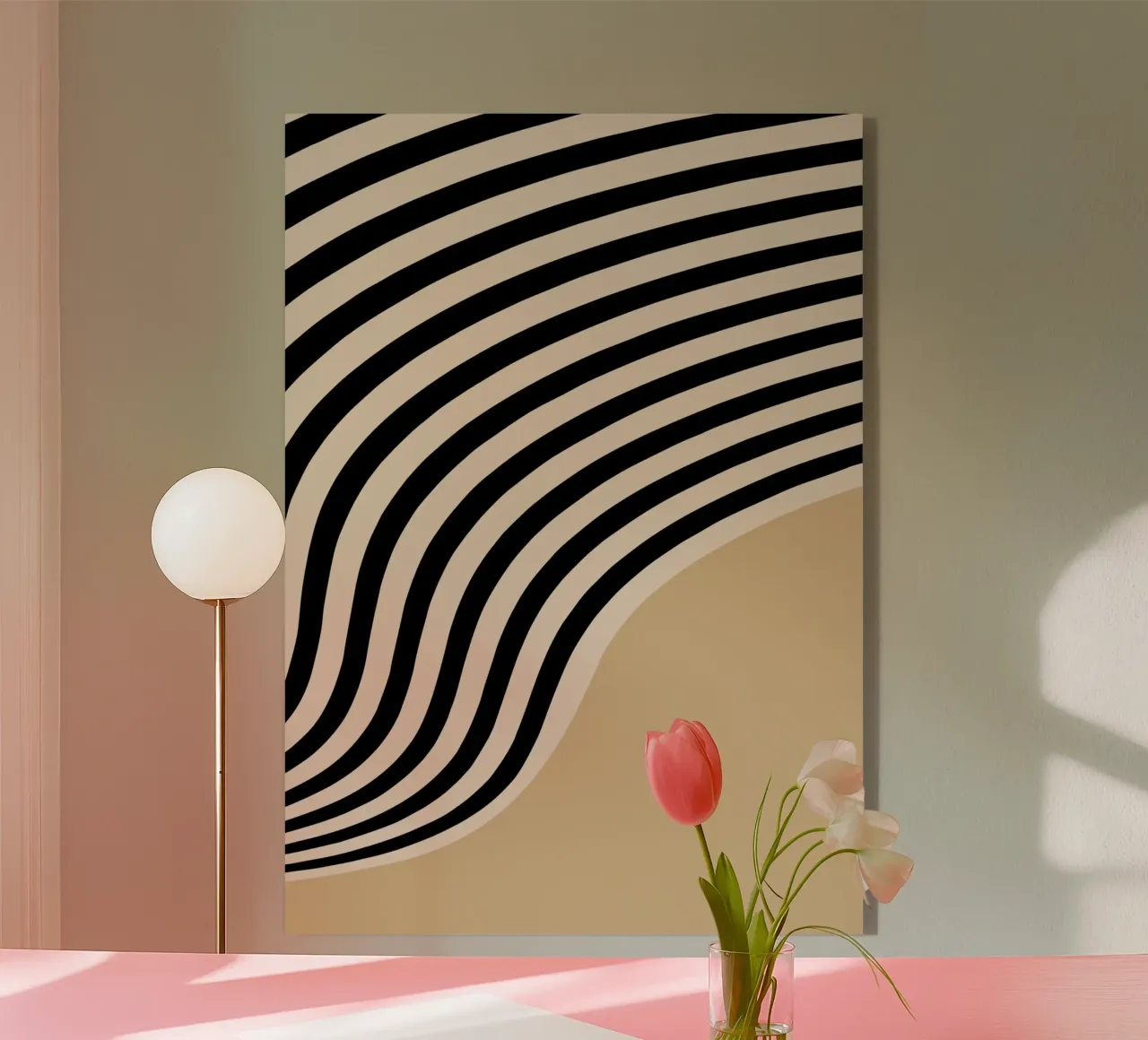 Bauhaus Abstract Wavy Lines Black White Print acrylic glass by NorwesClub