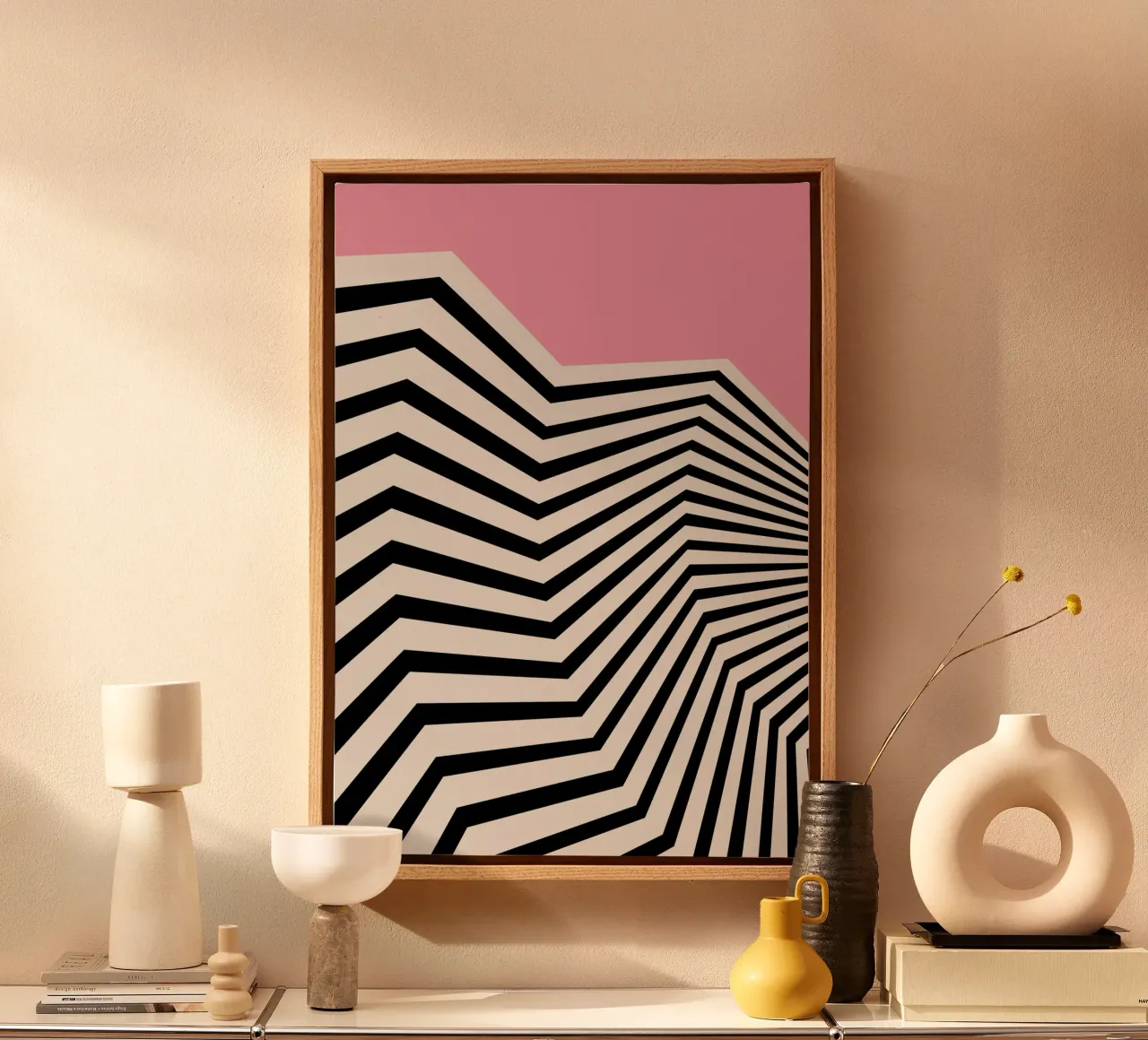 Bauhaus Geometric Stripes Abstract Optical Print canvas by NorwesClub