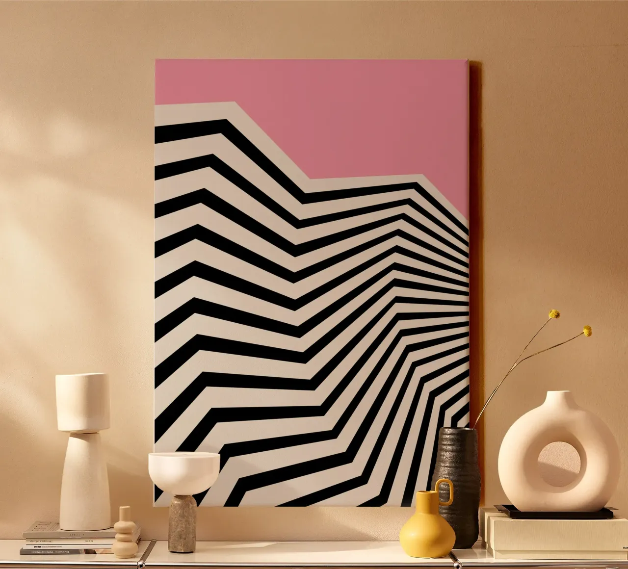 Bauhaus Geometric Stripes Abstract Optical Print canvas by NorwesClub
