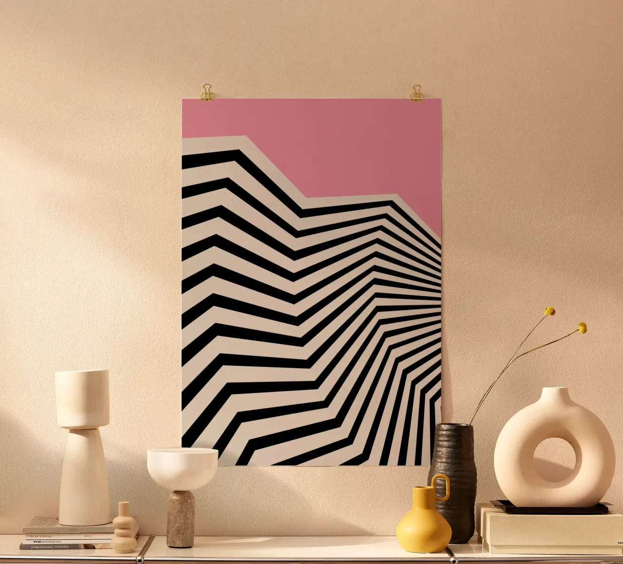 Bauhaus Geometric Stripes Abstract Optical Print hahnemühle by NorwesClub