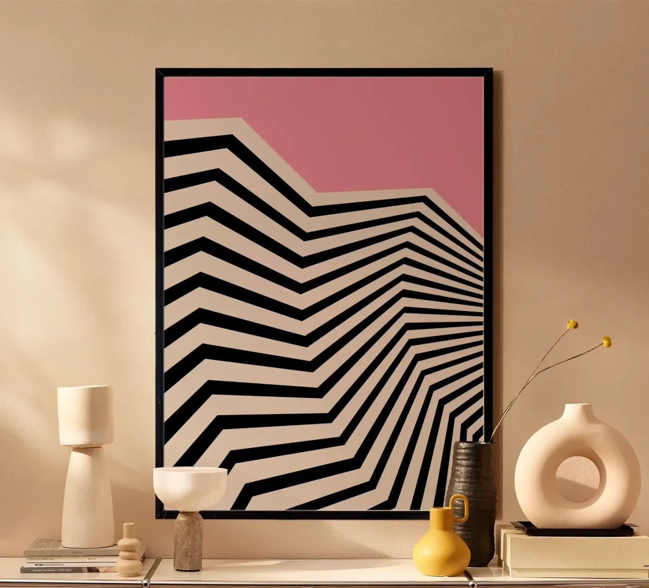 Bauhaus Geometric Stripes Abstract Optical Print hahnemühle by NorwesClub