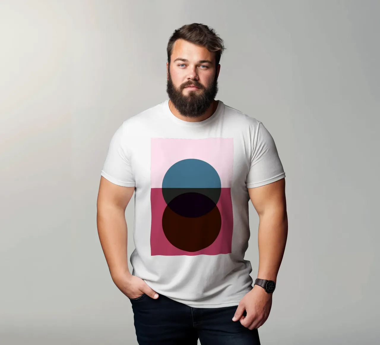 Geometric Abstract Overlapping Circles Color Print t-shirt by NorwesClub