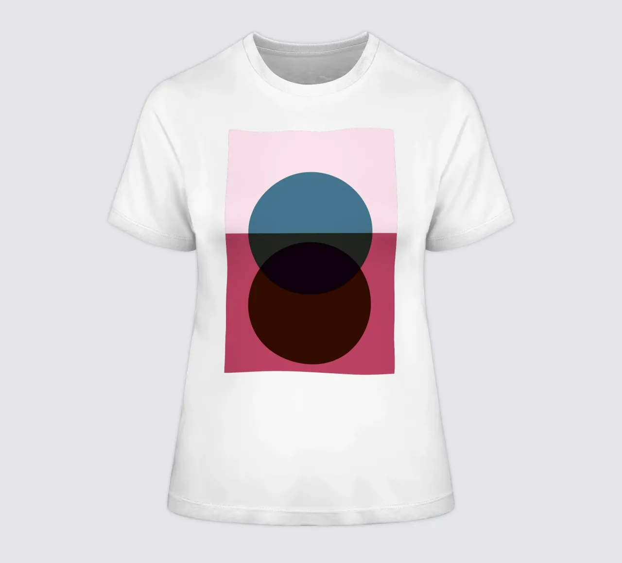 Geometric Abstract Overlapping Circles Color Print women's fitted t-shirt by NorwesClub