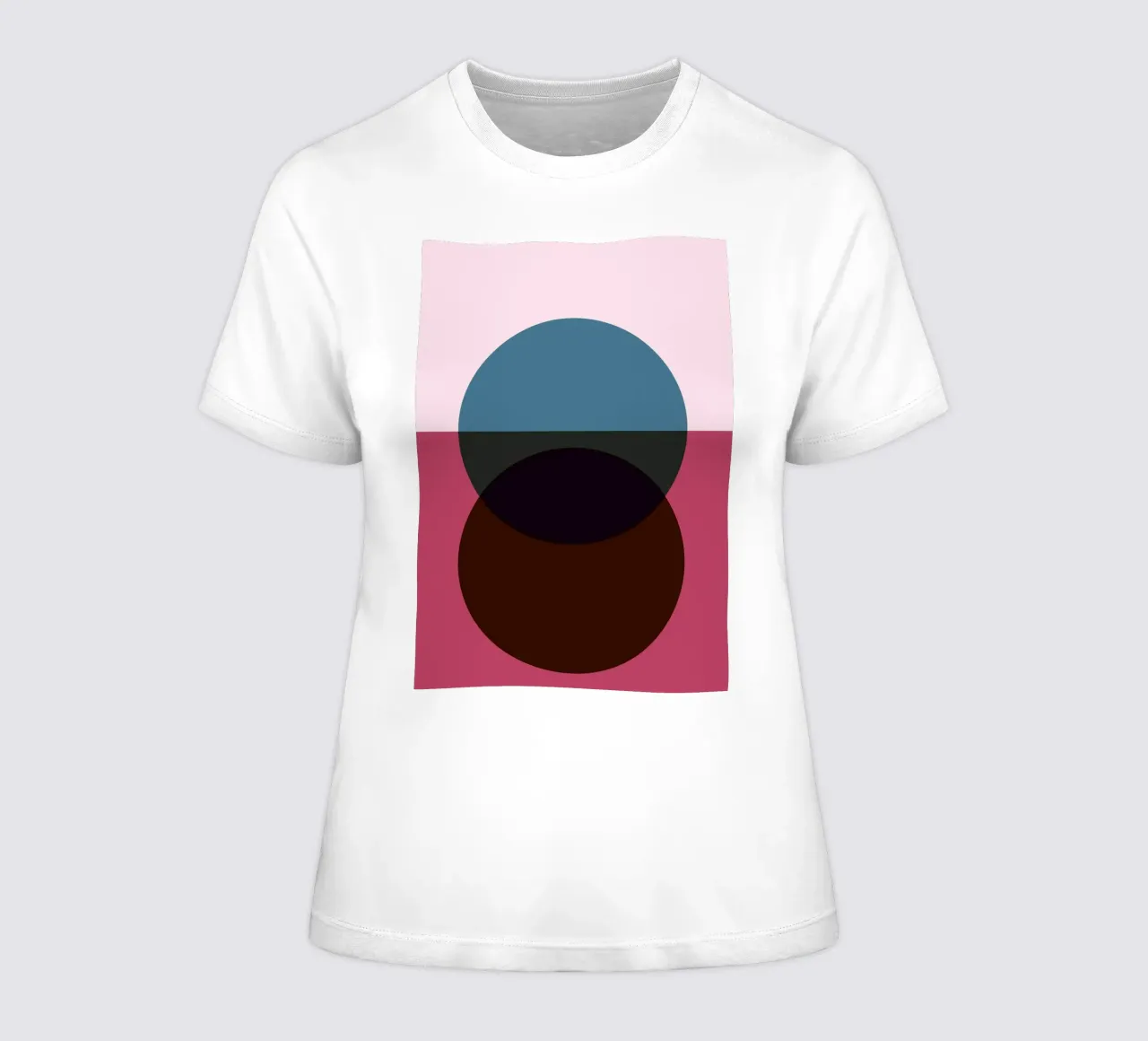 Geometric Abstract Overlapping Circles Color Print women's fitted t-shirt by NorwesClub