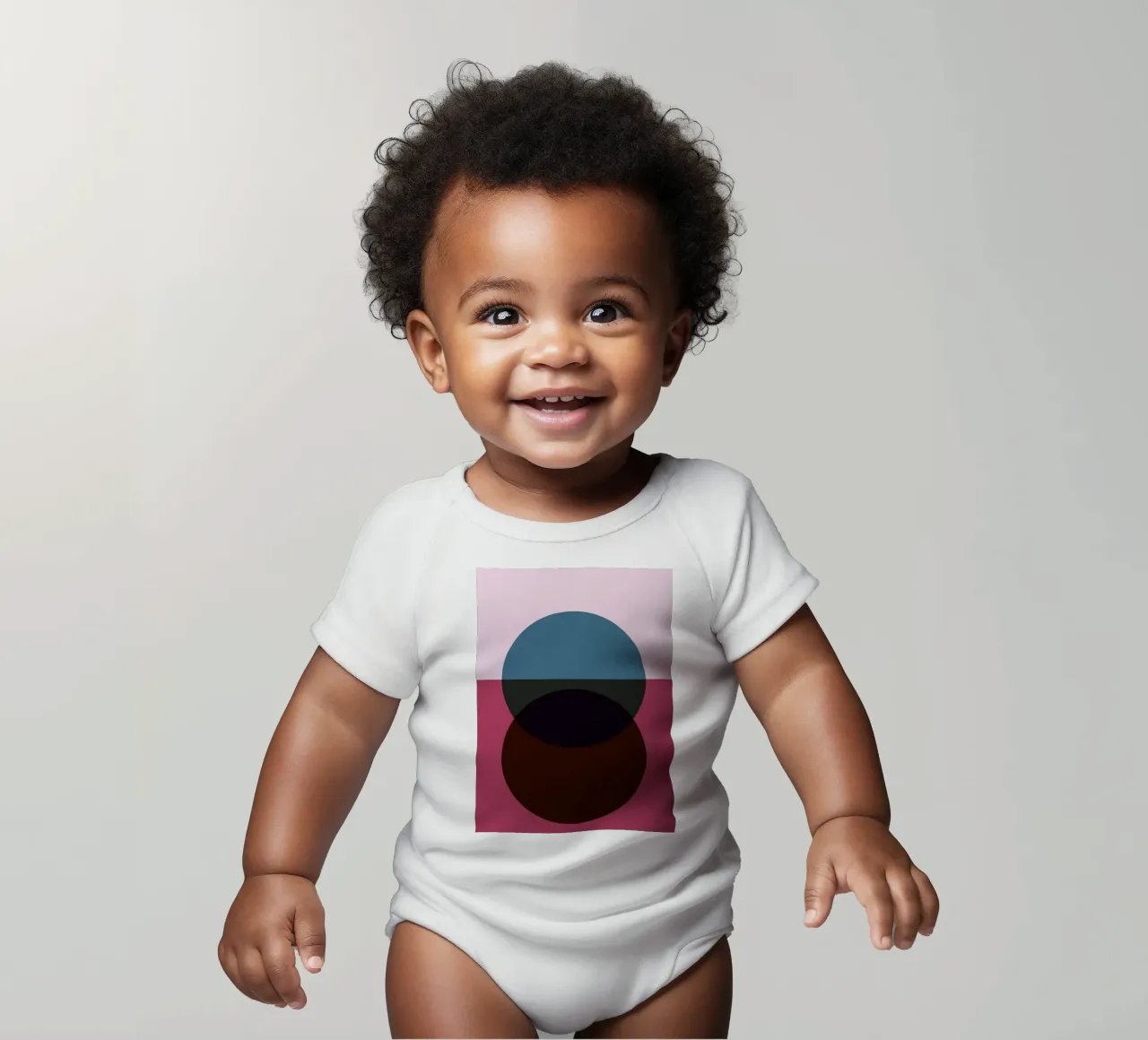 Geometrische abstracte overlappende cirkels kleurenprint babyrompertje korte mouwen van NorwesClub