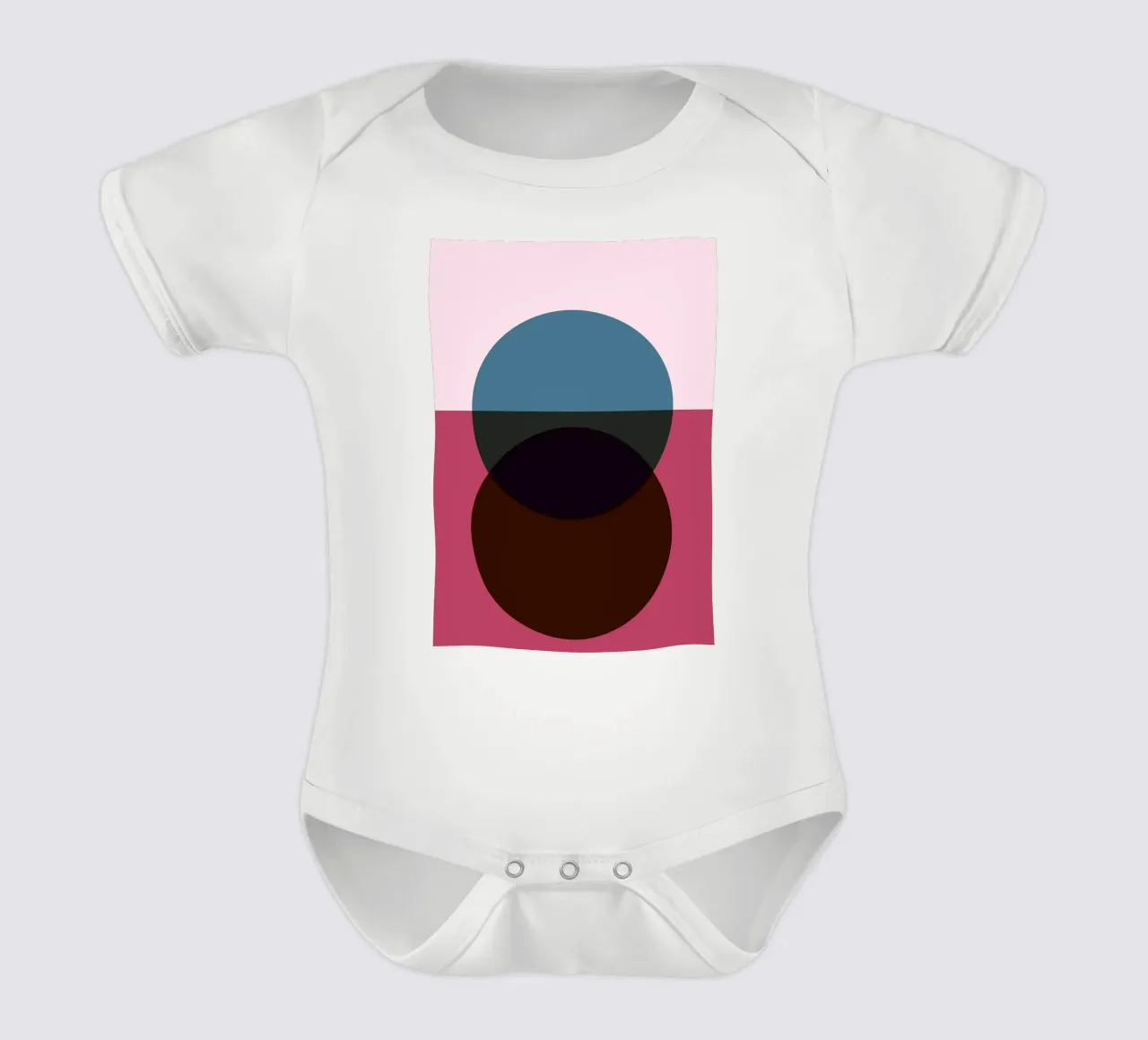 Geometrische abstracte overlappende cirkels kleurenprint babyrompertje korte mouwen van NorwesClub