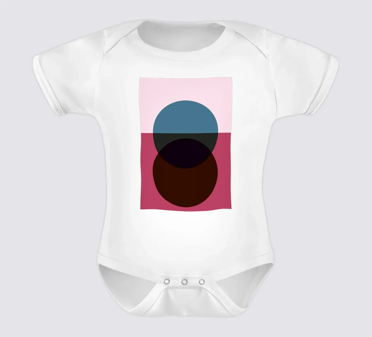 Geometric Abstract Overlapping Circles Color Print short-sleeve baby romper by NorwesClub