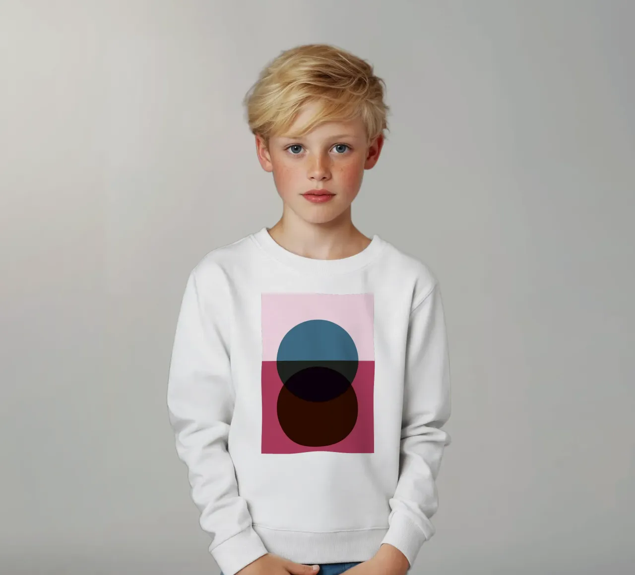 Geometric Abstract Overlapping Circles Color Print kids sweatshirt by NorwesClub