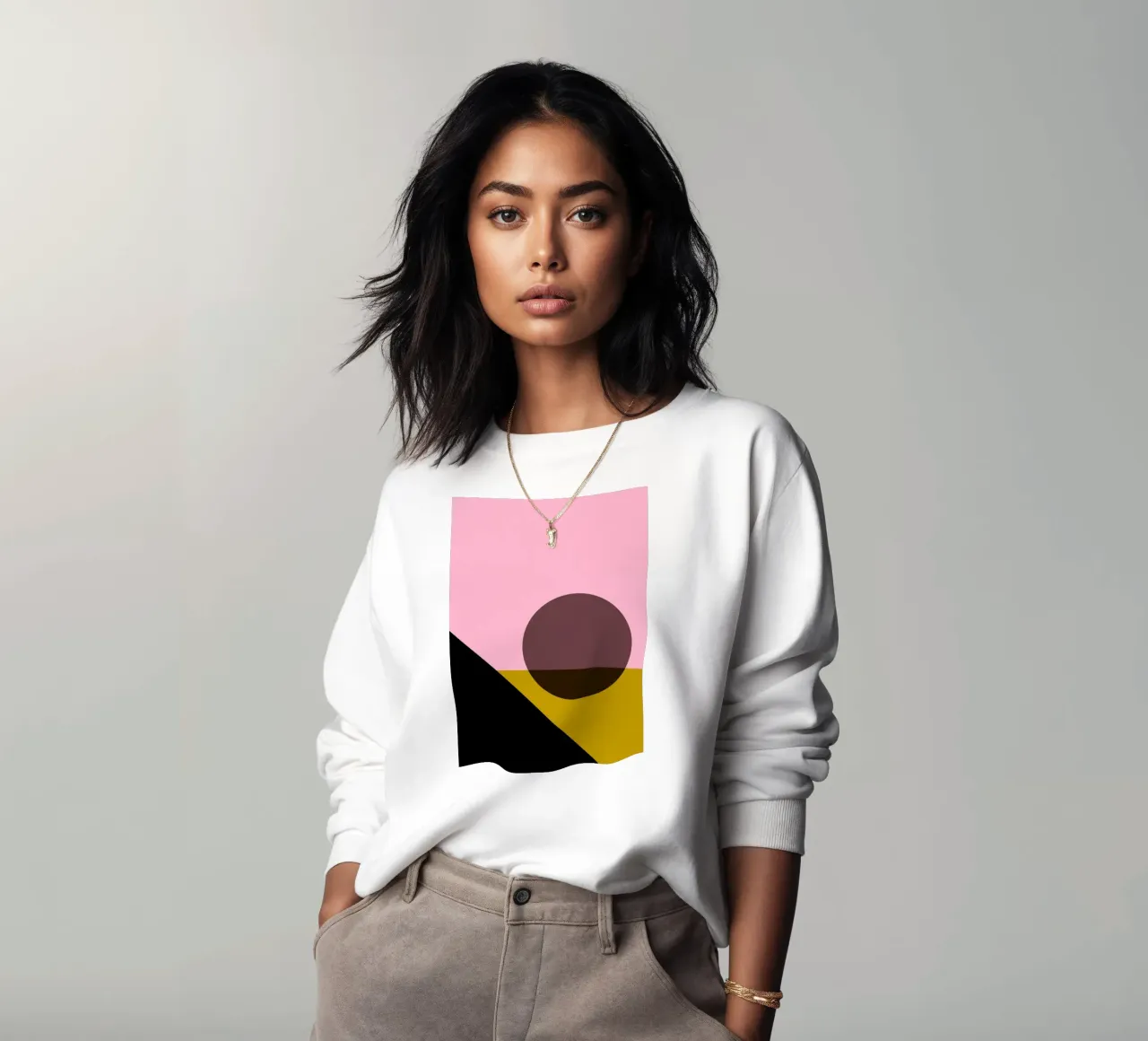 Impresión geométrica abstracta de formas ovaladas en bloques de color sudadera de NorwesClub