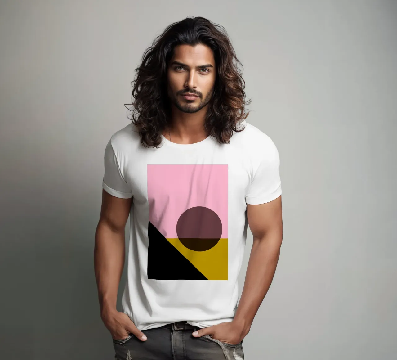 Geometric Abstract Shapes Oval Color Blocks Print t-shirt by NorwesClub
