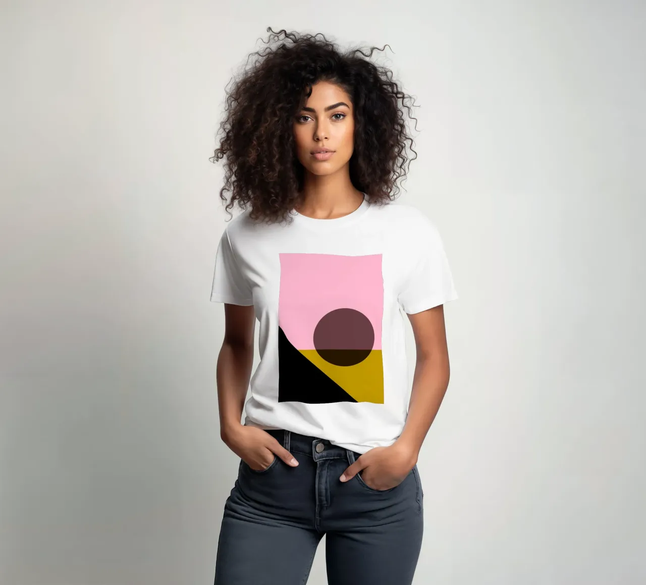 Geometric Abstract Shapes Oval Color Blocks Print t-shirt by NorwesClub