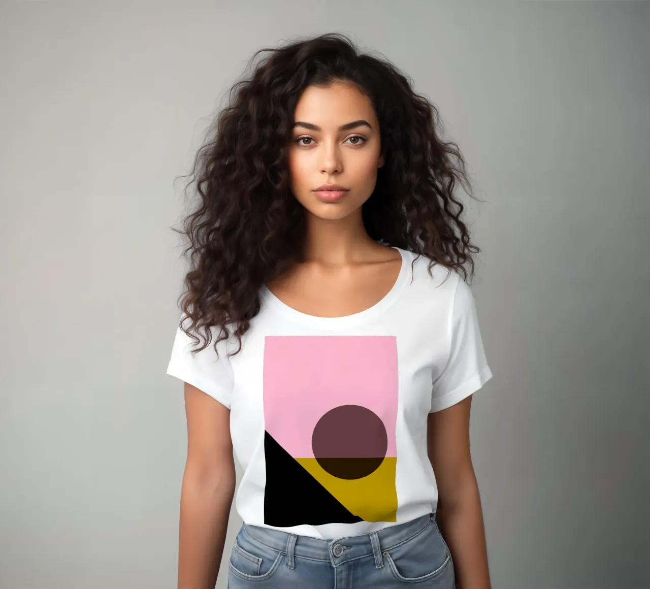 Geometric Abstract Shapes Oval Color Blocks Print women's fitted t-shirt by NorwesClub