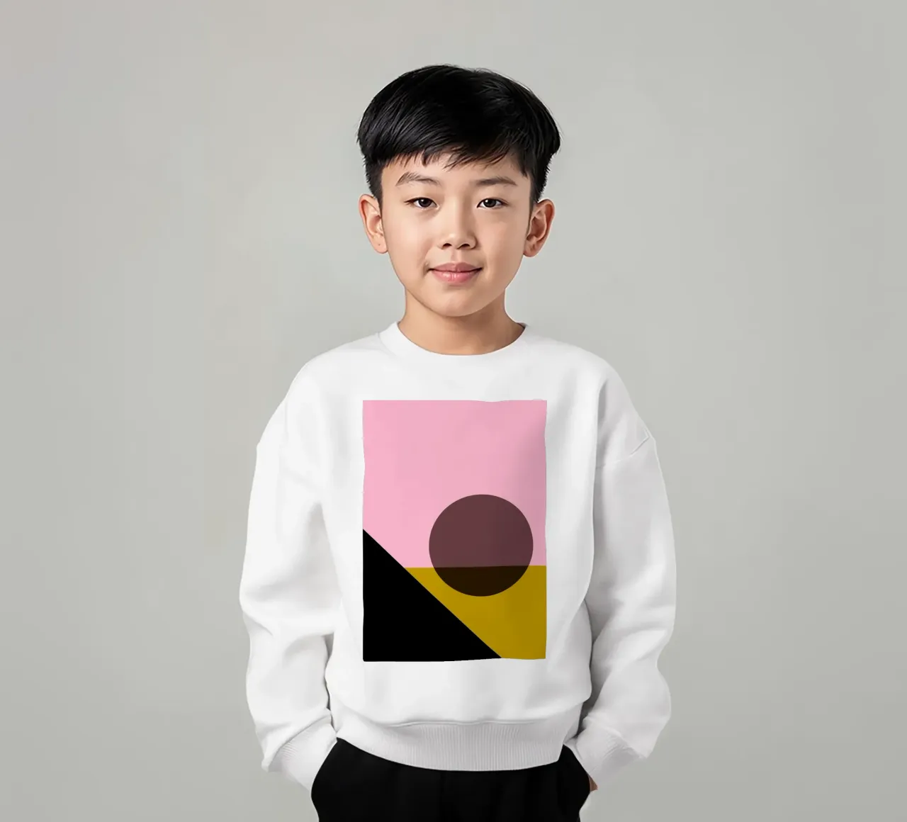 Impresión geométrica abstracta de formas ovaladas en bloques de color sudadera para niño de NorwesClub