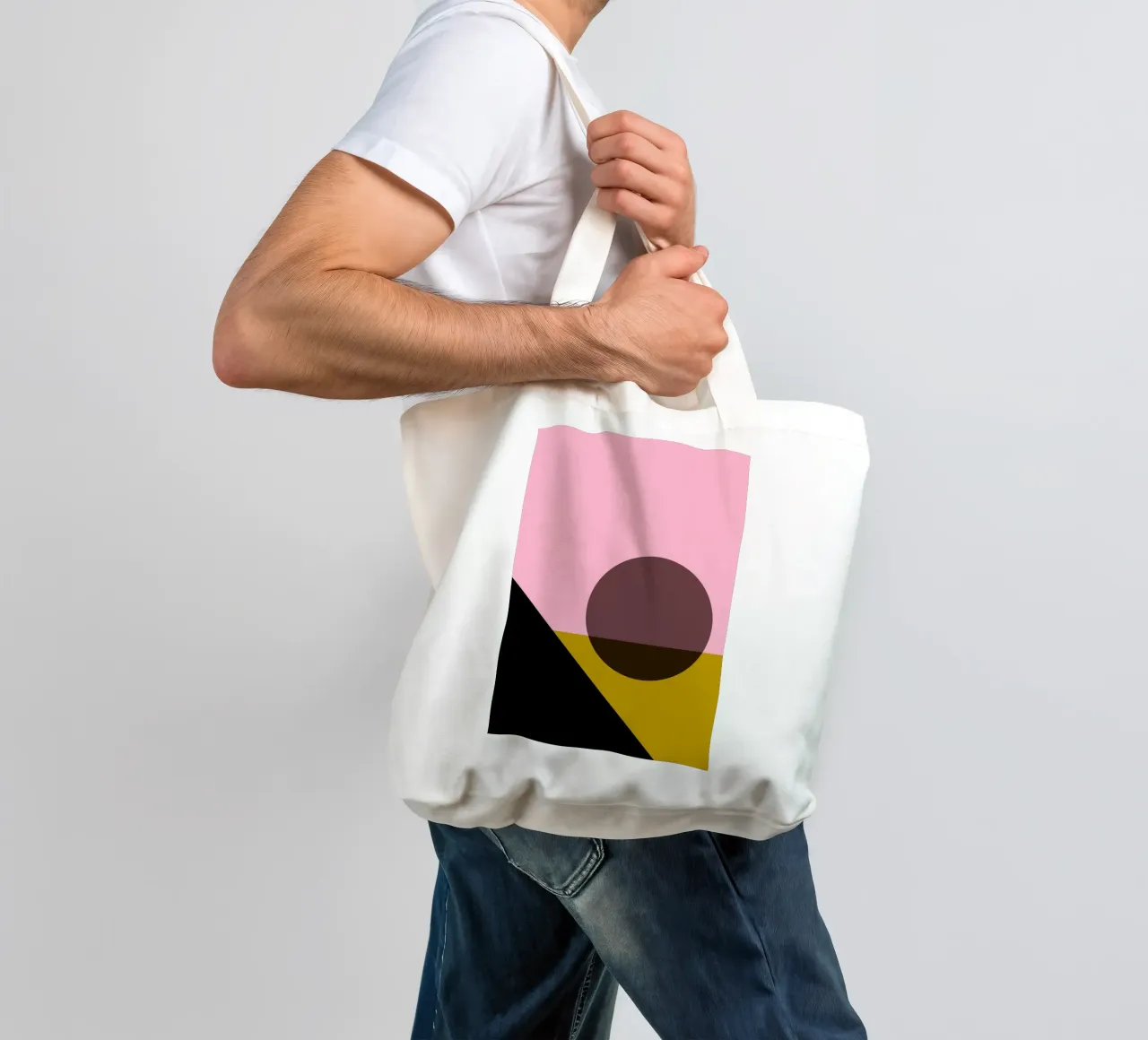 Geometric Abstract Shapes Oval Color Blocks Print tote bag by NorwesClub