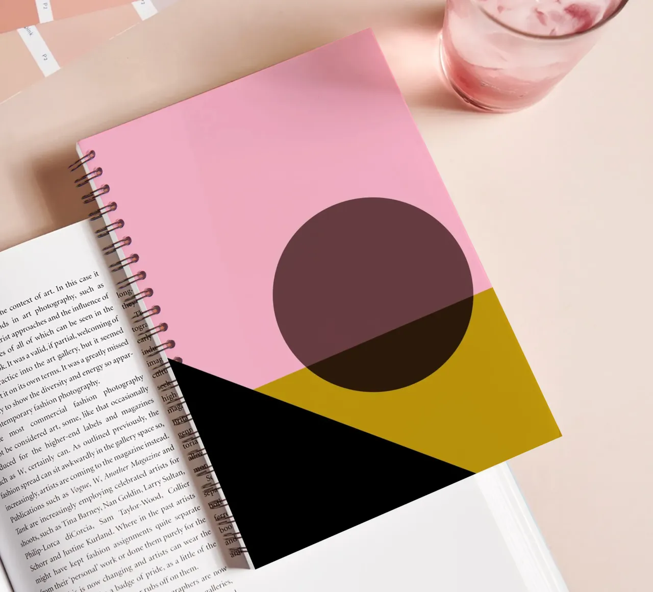 Geometric Abstract Shapes Oval Color Blocks Print spiral notebook by NorwesClub