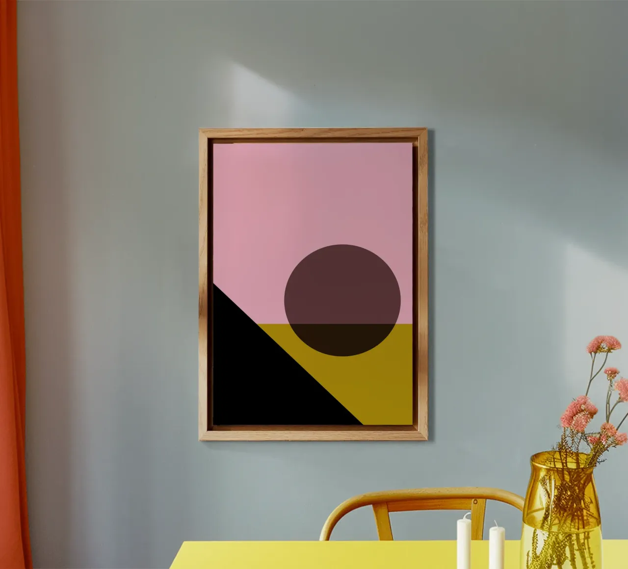 Geometric Abstract Shapes Oval Color Blocks Print alu-dibond by NorwesClub