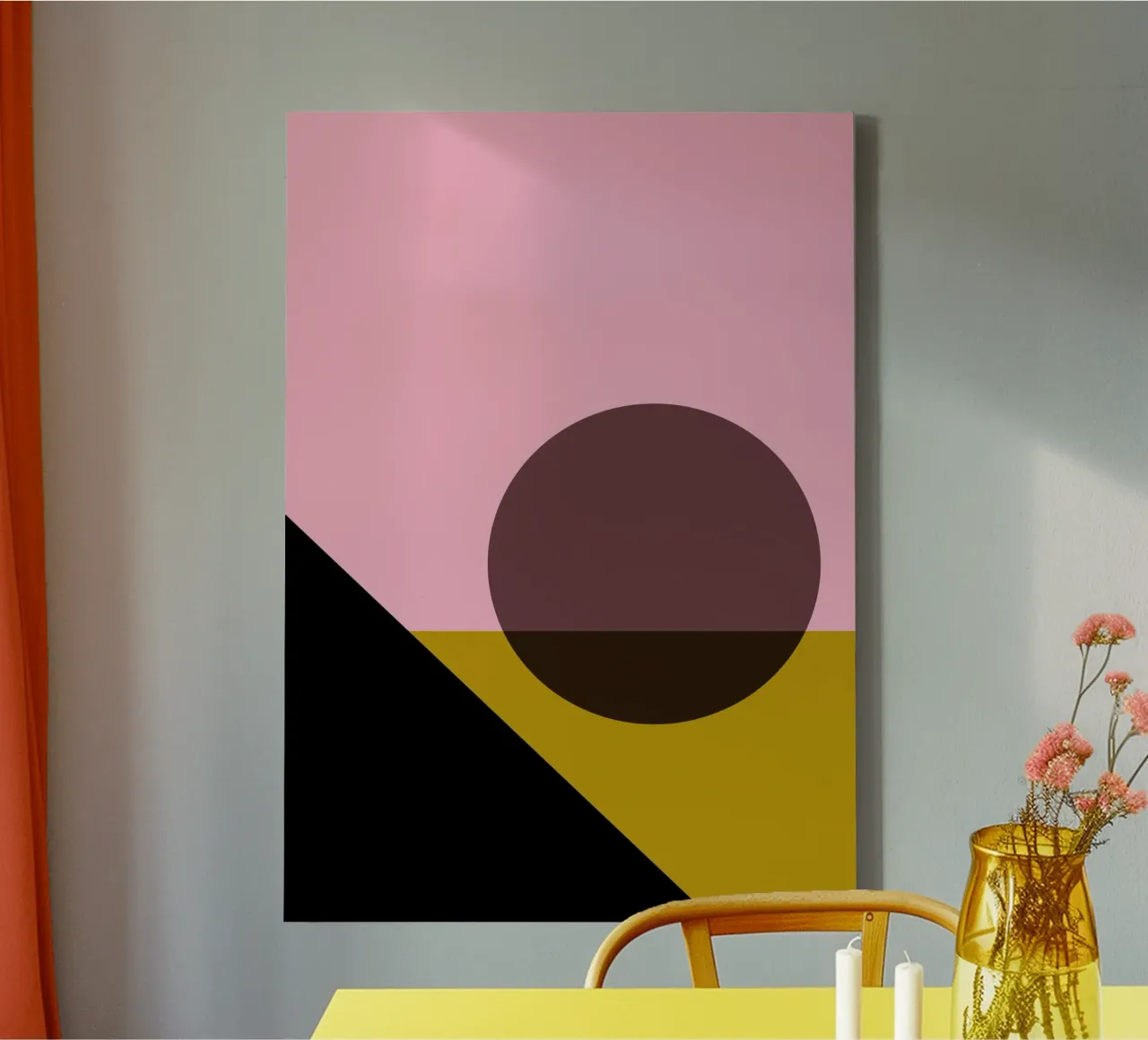 Geometric Abstract Shapes Oval Color Blocks Print canvas by NorwesClub