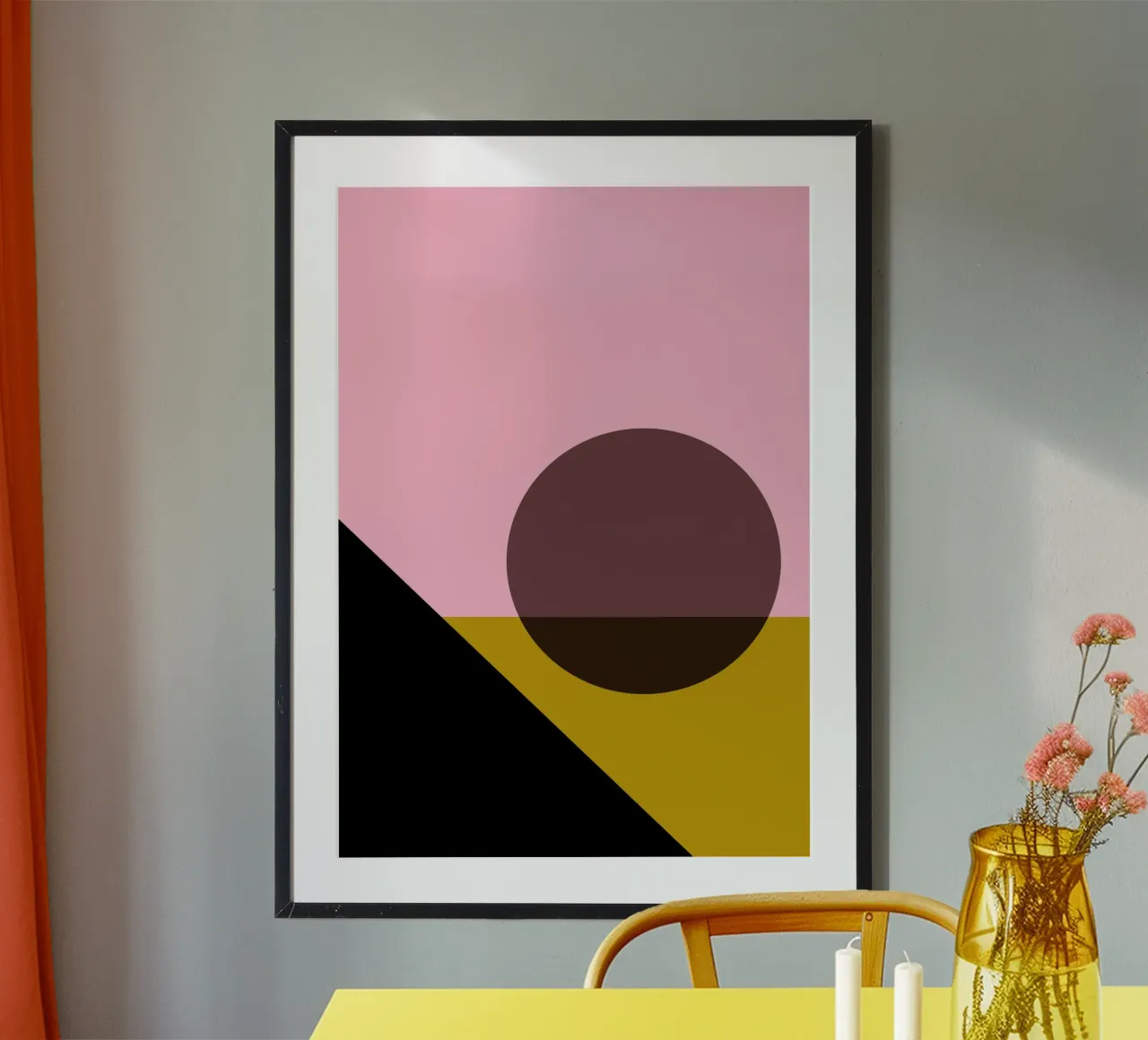 Geometric Abstract Shapes Oval Color Blocks Print hahnemühle by NorwesClub