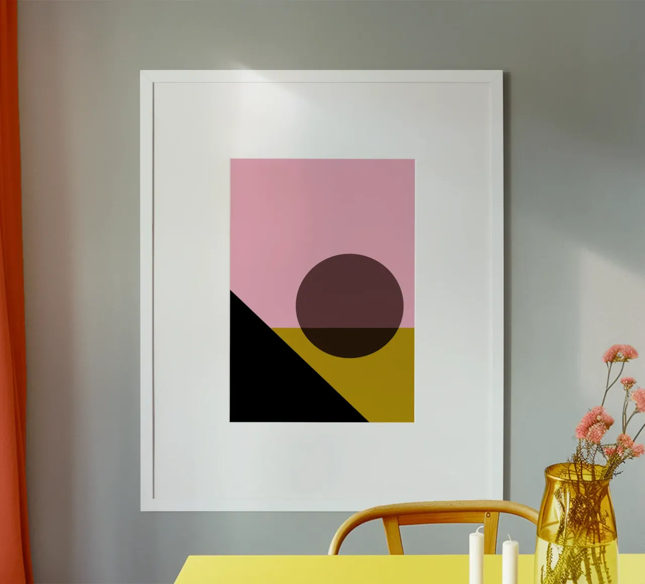 Geometric Abstract Shapes Oval Color Blocks Print hahnemühle by NorwesClub