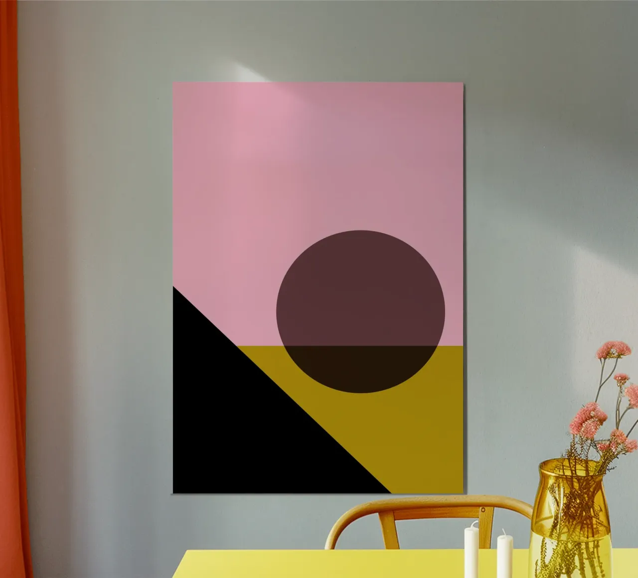 Geometric Abstract Shapes Oval Color Blocks Print hahnemühle by NorwesClub