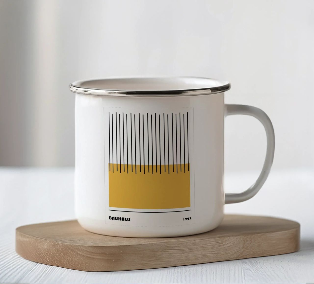 Stampa Bauhaus astratta a righe color block 1923 tazza in smalto da NorwesClub