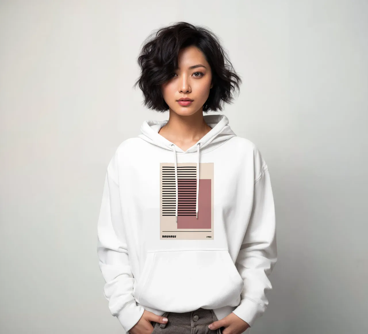 Stampa Bauhaus astratta a righe color block 1923 felpa con cappuccio da NorwesClub
