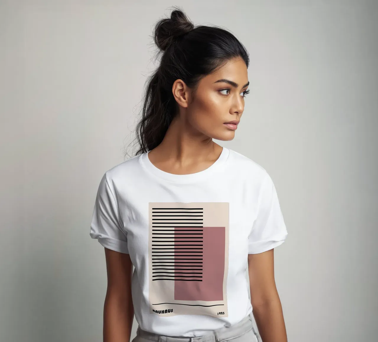 Stampa Bauhaus astratta a righe color block 1923 t-shirt da NorwesClub