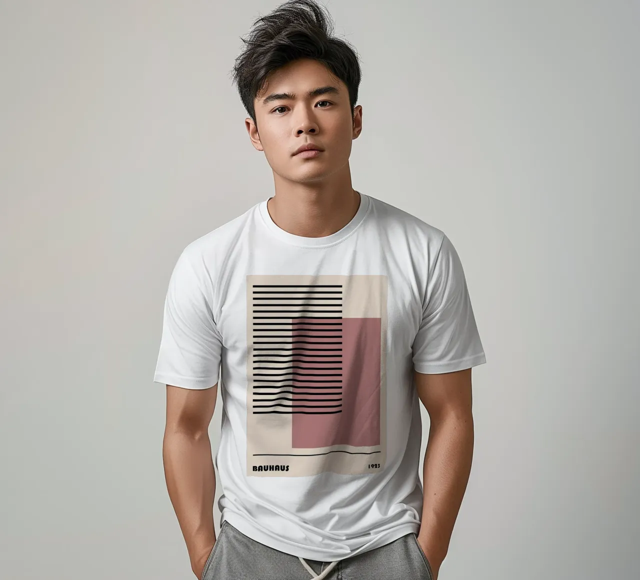 Stampa Bauhaus astratta a righe color block 1923 t-shirt da NorwesClub