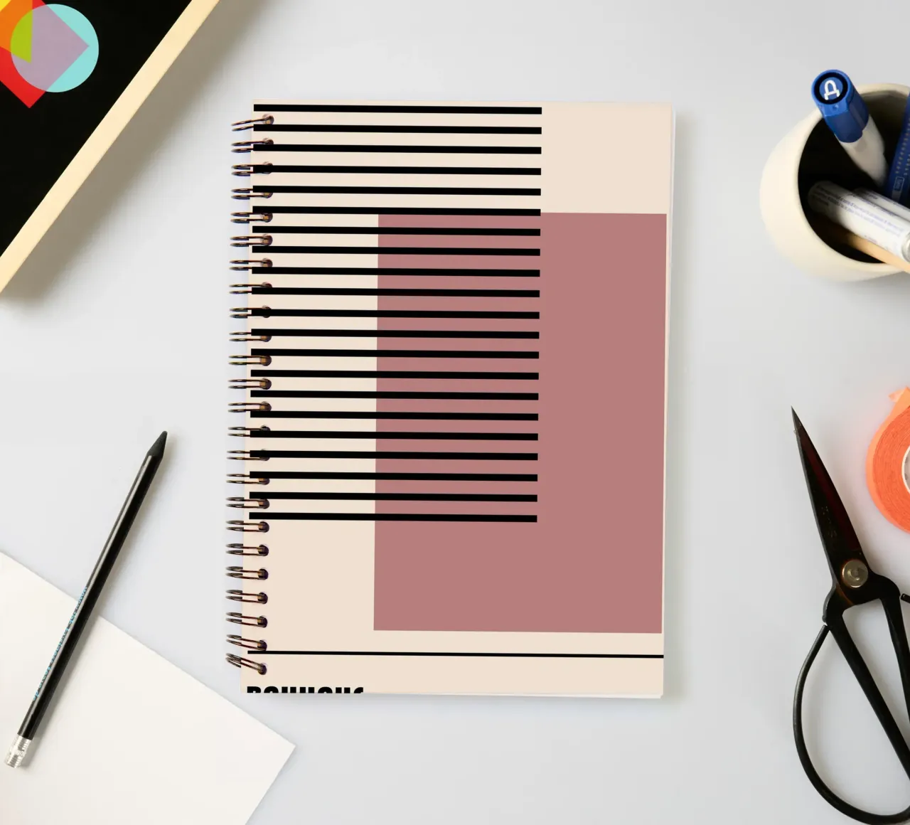 Bauhaus Abstract Stripes Color Block 1923 Print spiral notebook by NorwesClub