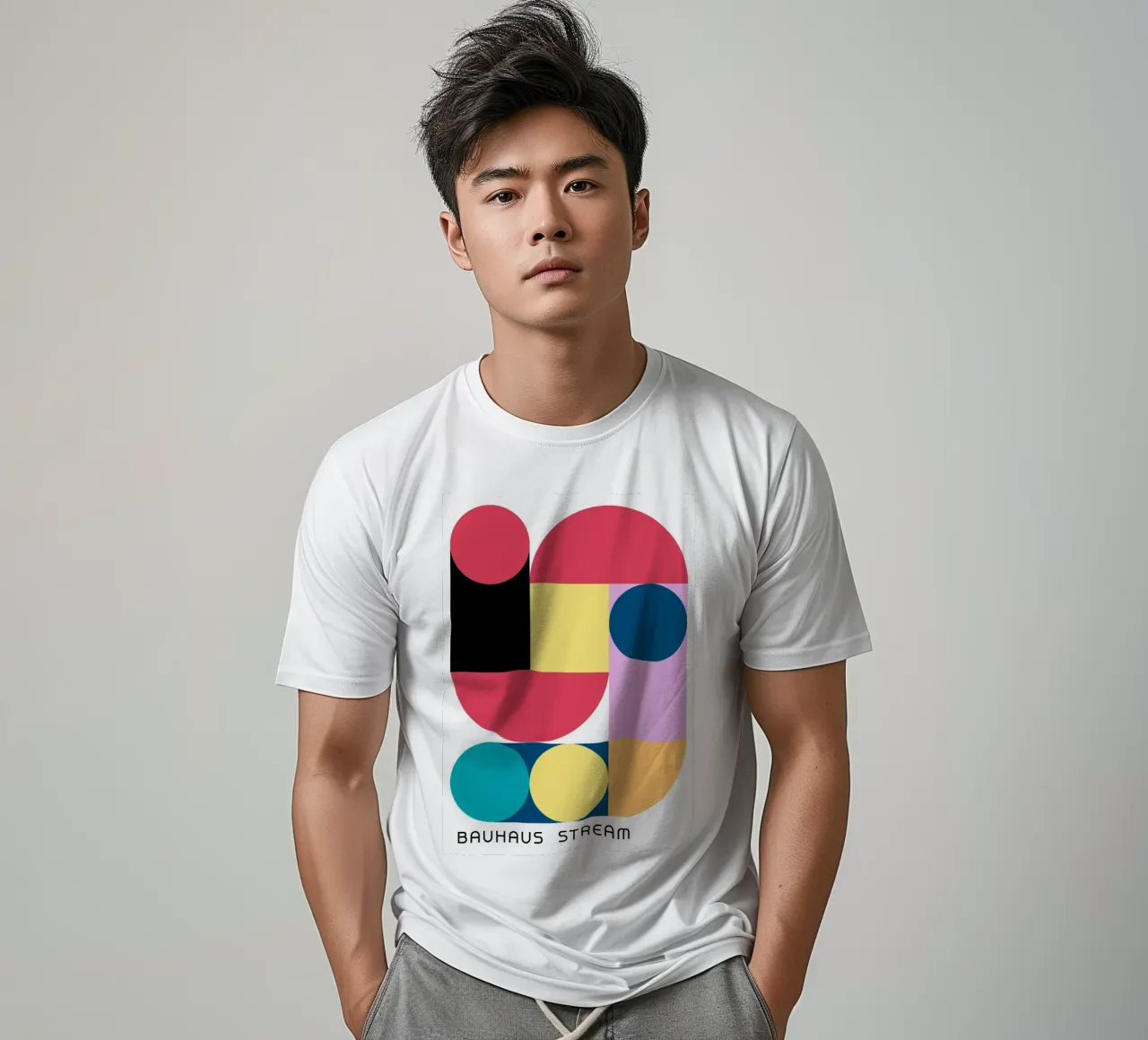 Bauhaus Stream Impresión geométrica abstracta en color camiseta de NorwesClub