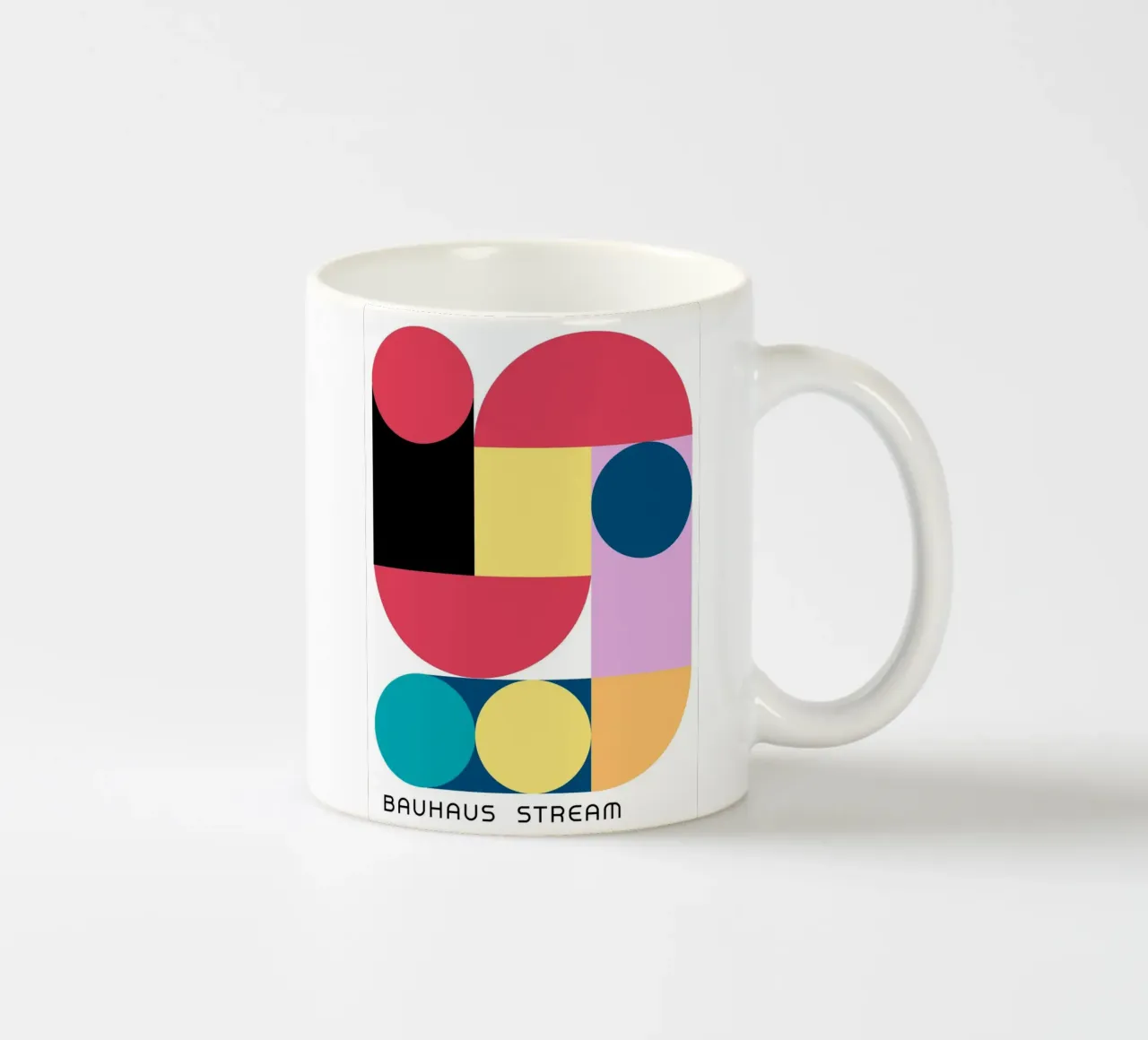 Bauhaus Stream Geometric Abstract Color Print ceramic mug by NorwesClub