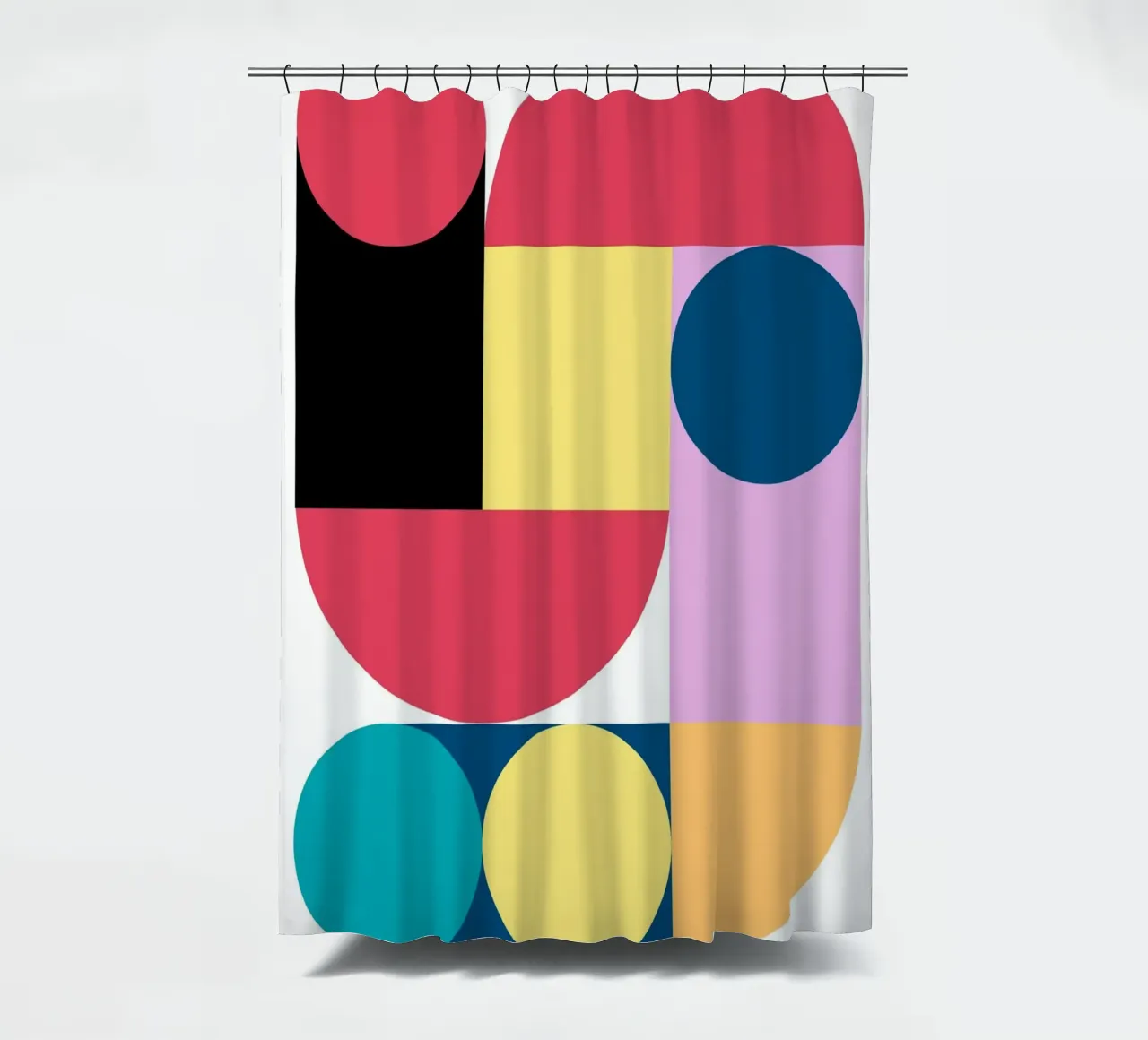Bauhaus Stream Geometric Abstract Color Print shower curtain by NorwesClub
