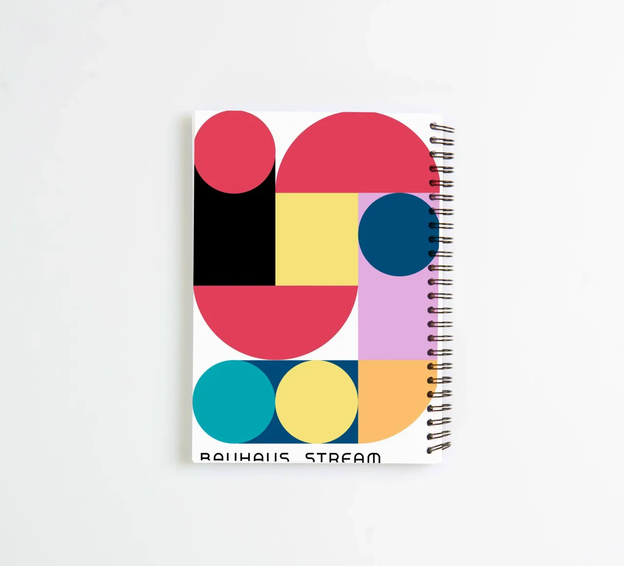 Bauhaus Stream Geometric Abstract Color Print spiral notebook by NorwesClub