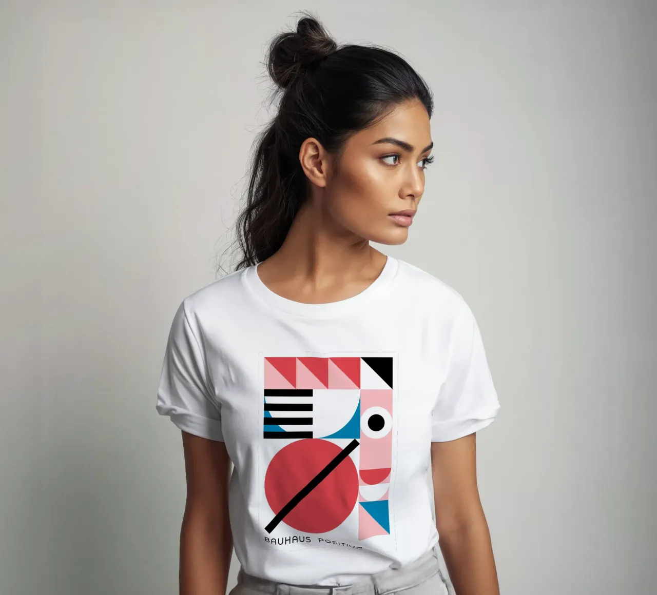 Impresión en color abstracta geométrica positiva Bauhaus camiseta de NorwesClub